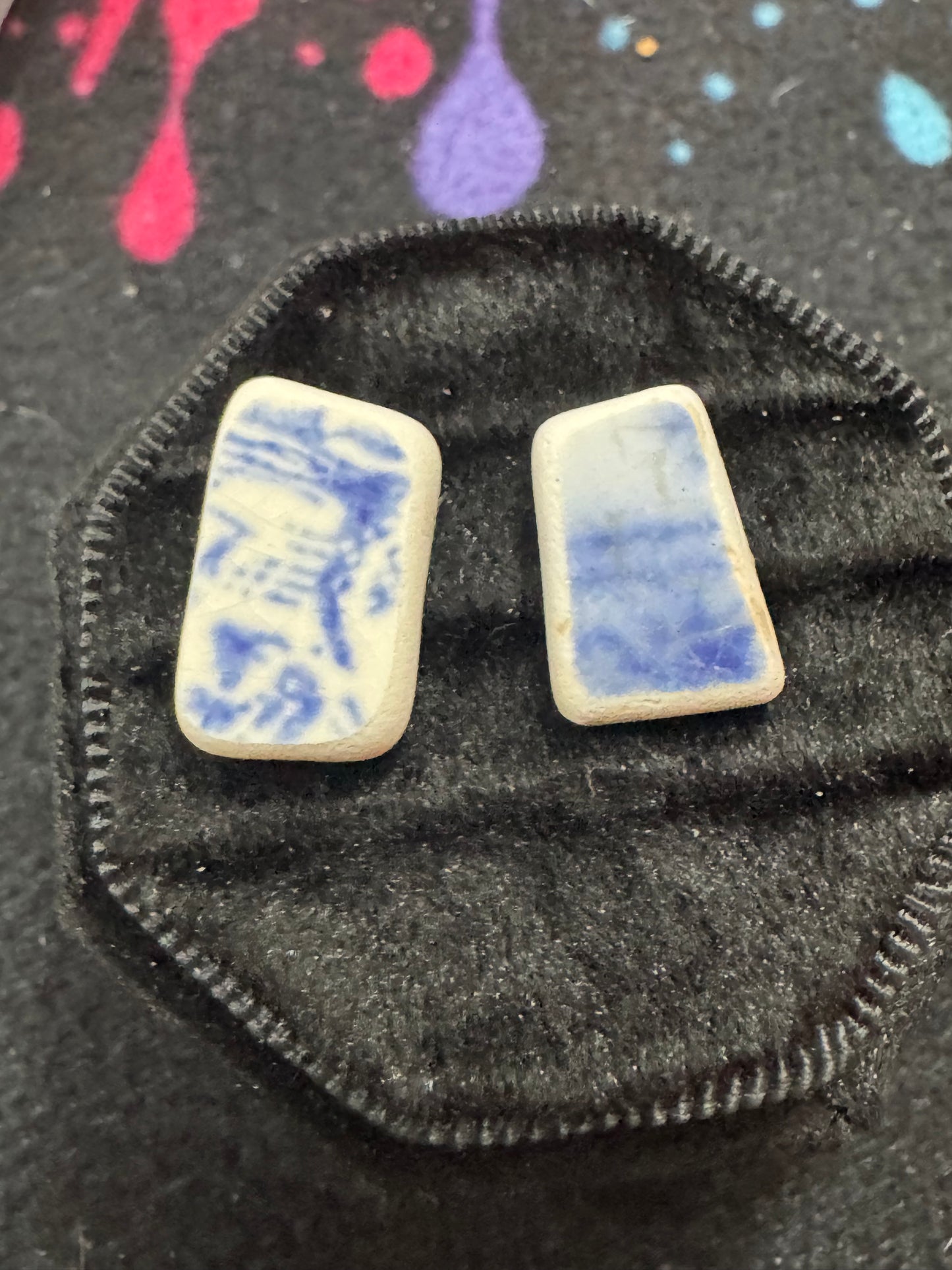 Handmade Sea Pottery Earrings-Blue