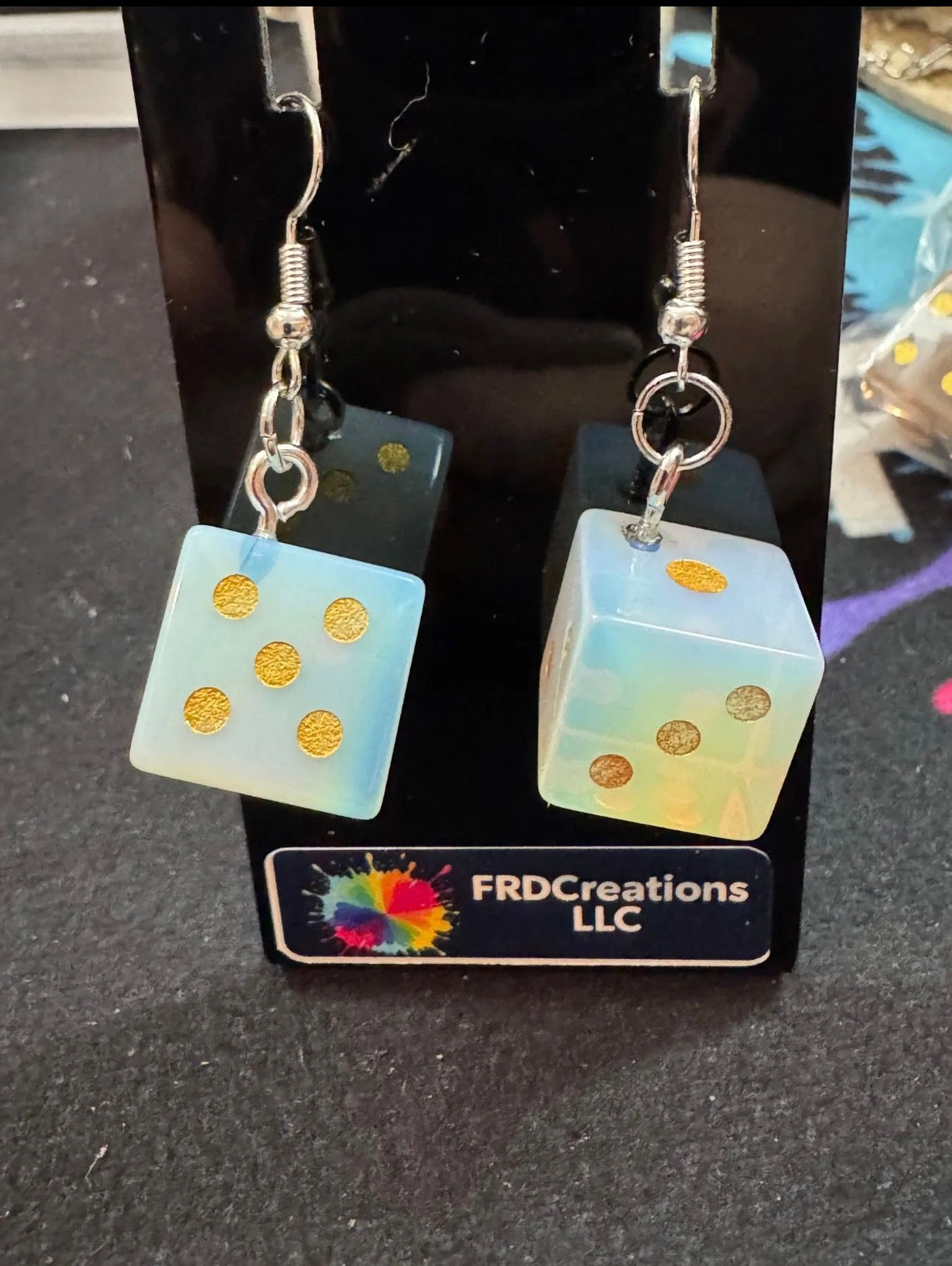 Opalite Dice Dangle Earrings