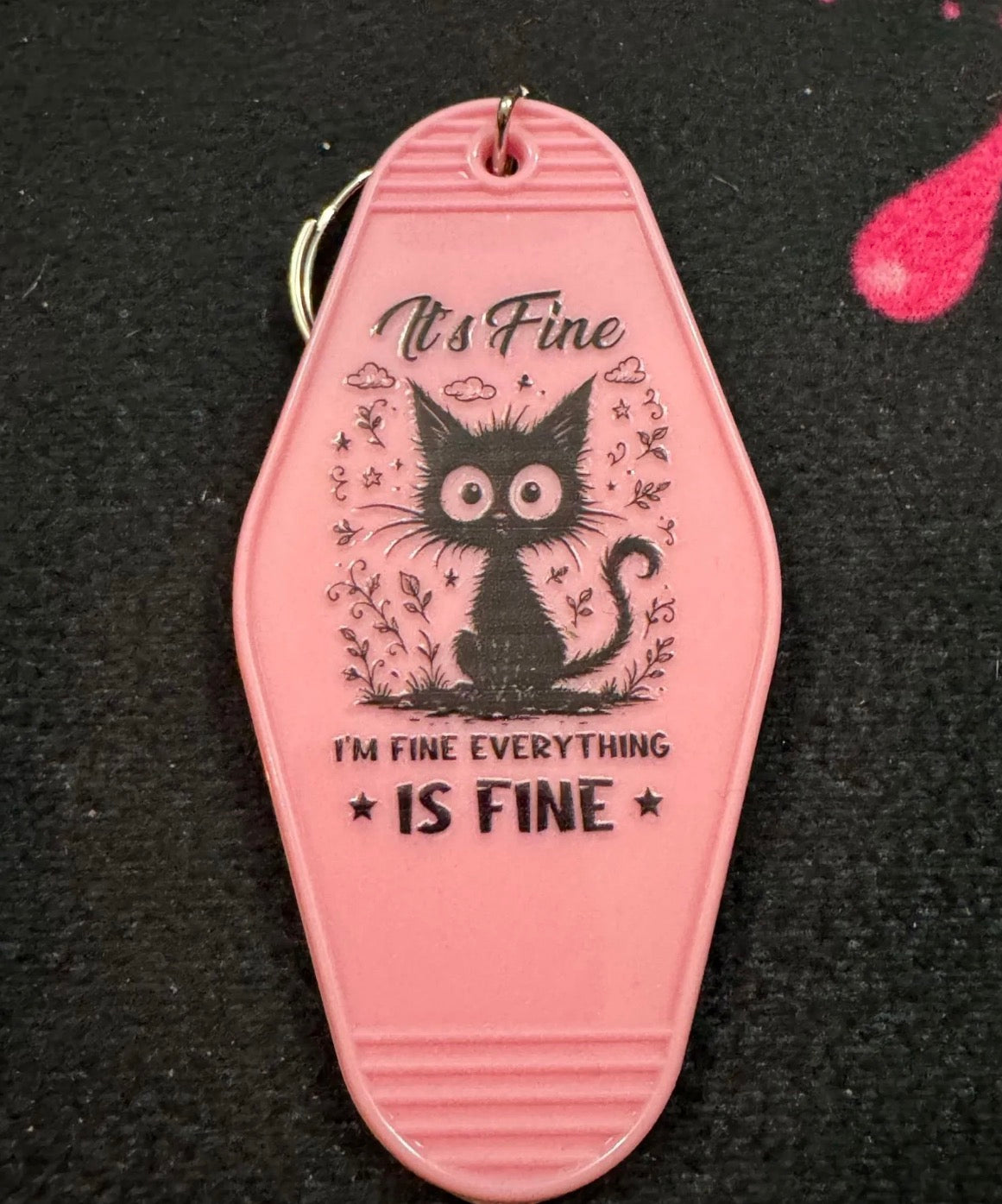 Its fine cat on pink motel keychain