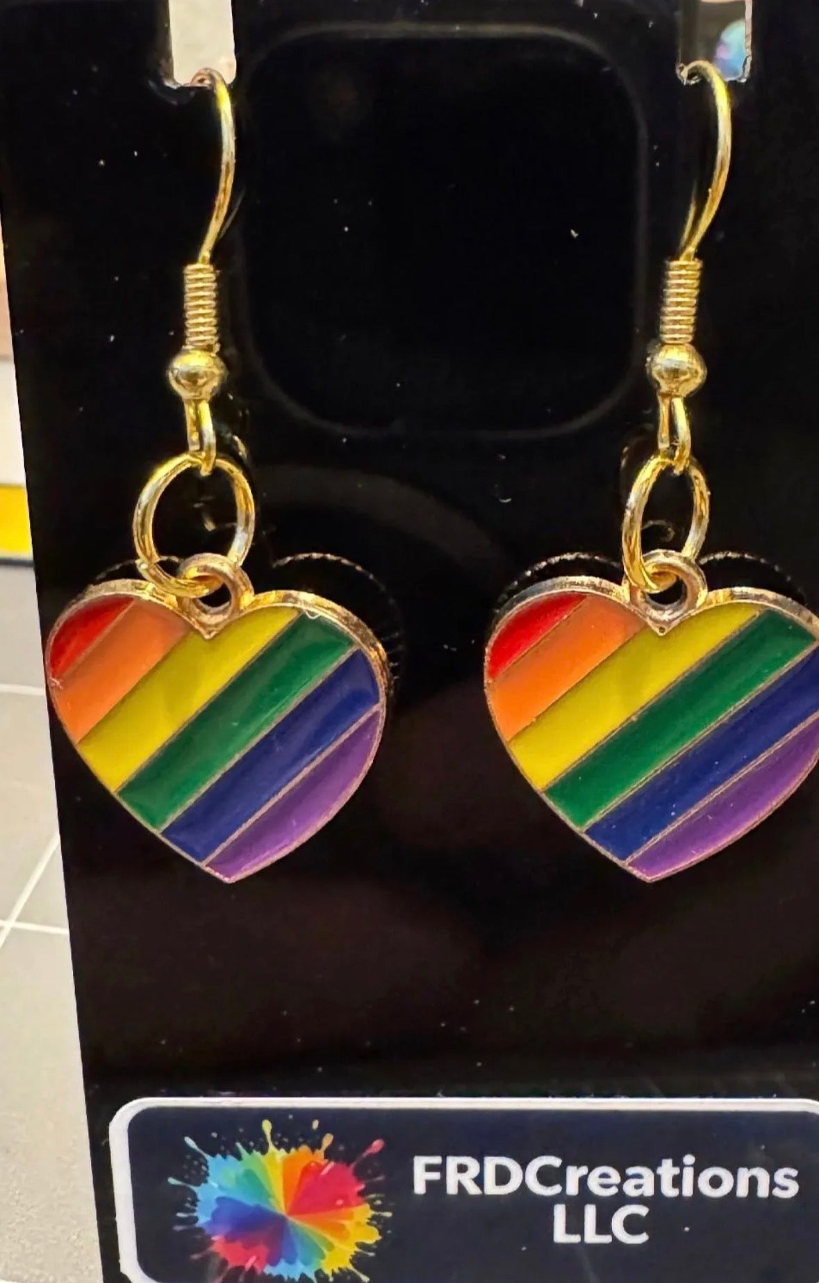 Rainbow Heart dangle earrings