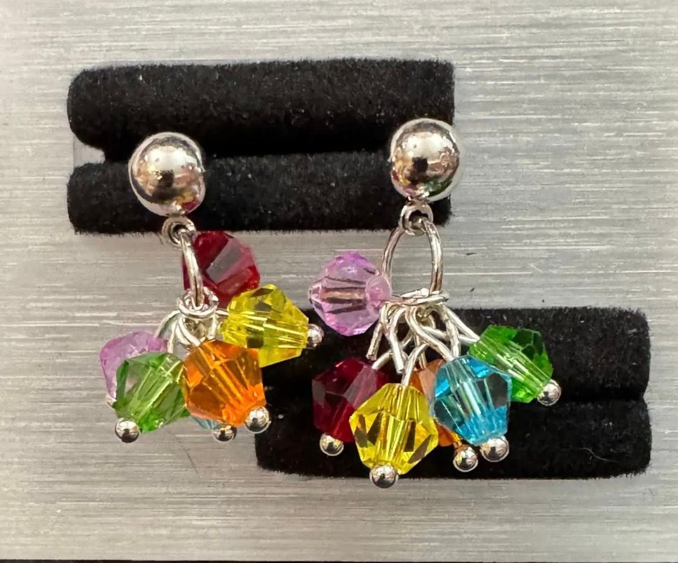 Rainbow cluster earrings