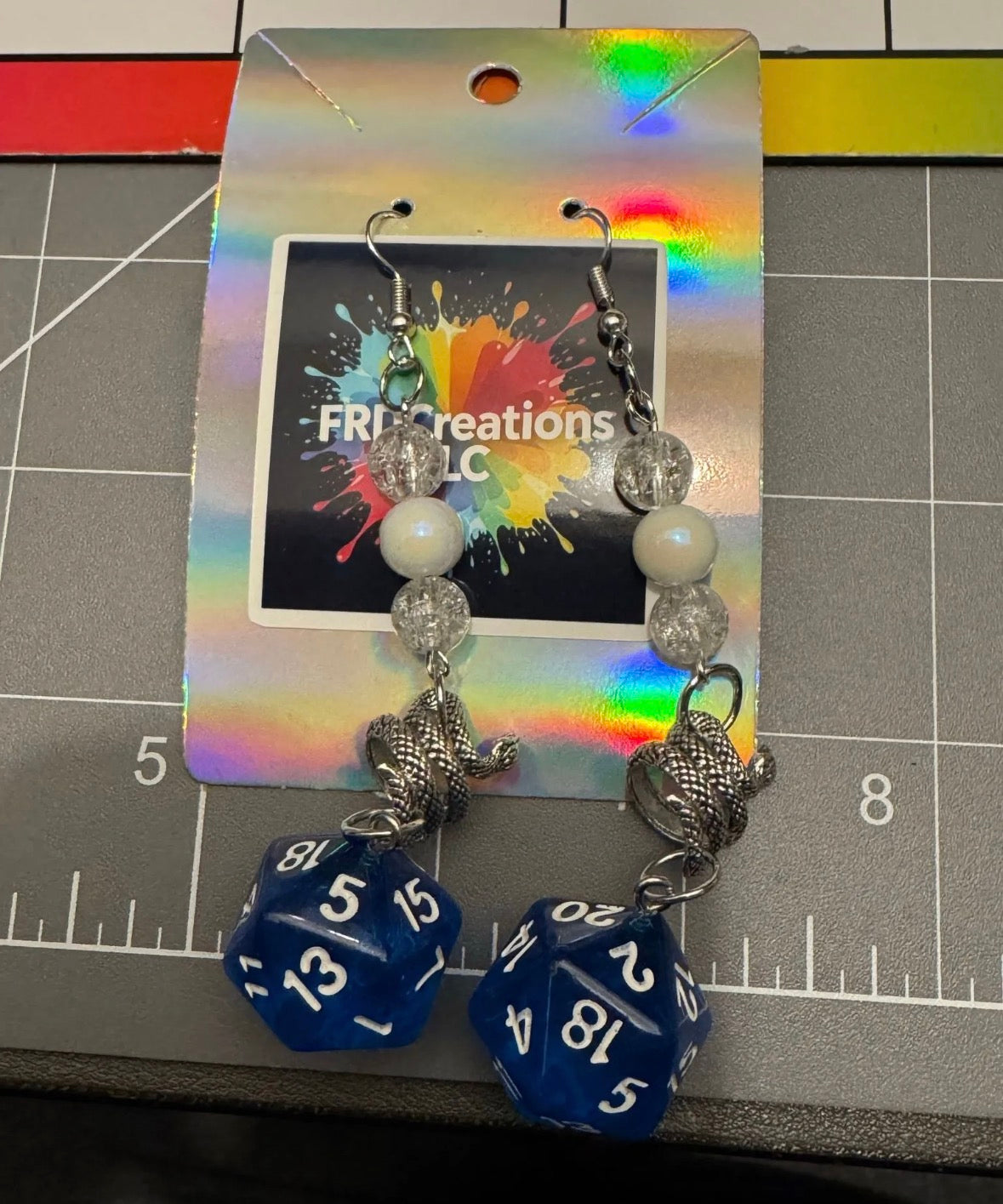Handmade Dragon Dice Earrings
