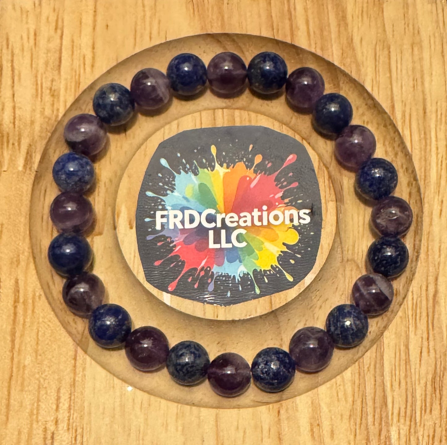 Handmade Lapis Lazuli and Amethyst Elastic Bracelet