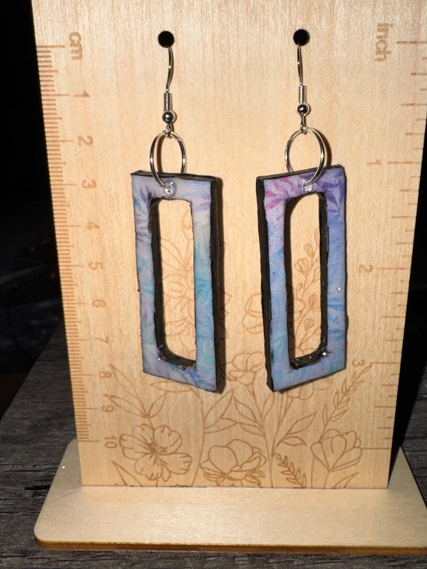 Handmade Pastel Sky Open Rectangle Earrings