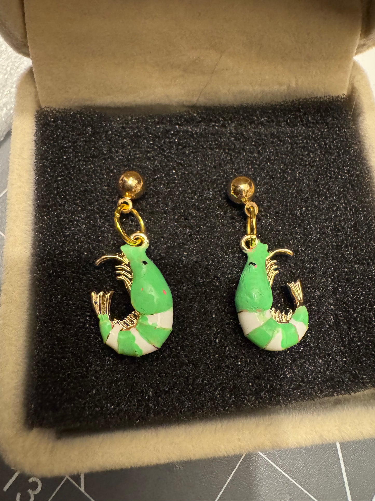Handmade UV reactive Shrimp Post Earrings