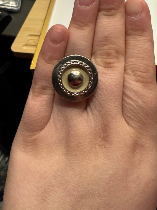 Handmade Vintage Button Wire Wrapped Ring