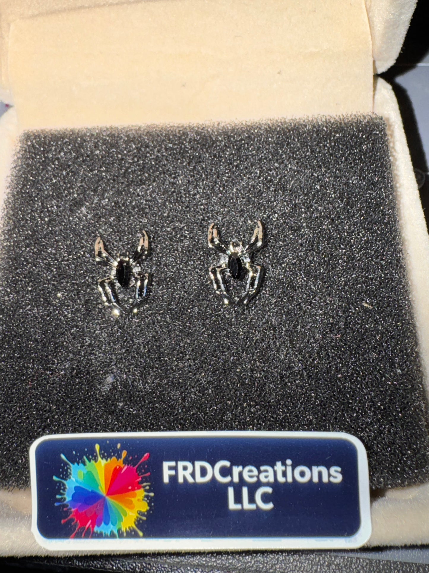 Handmade Spider Stud Earrings-Black