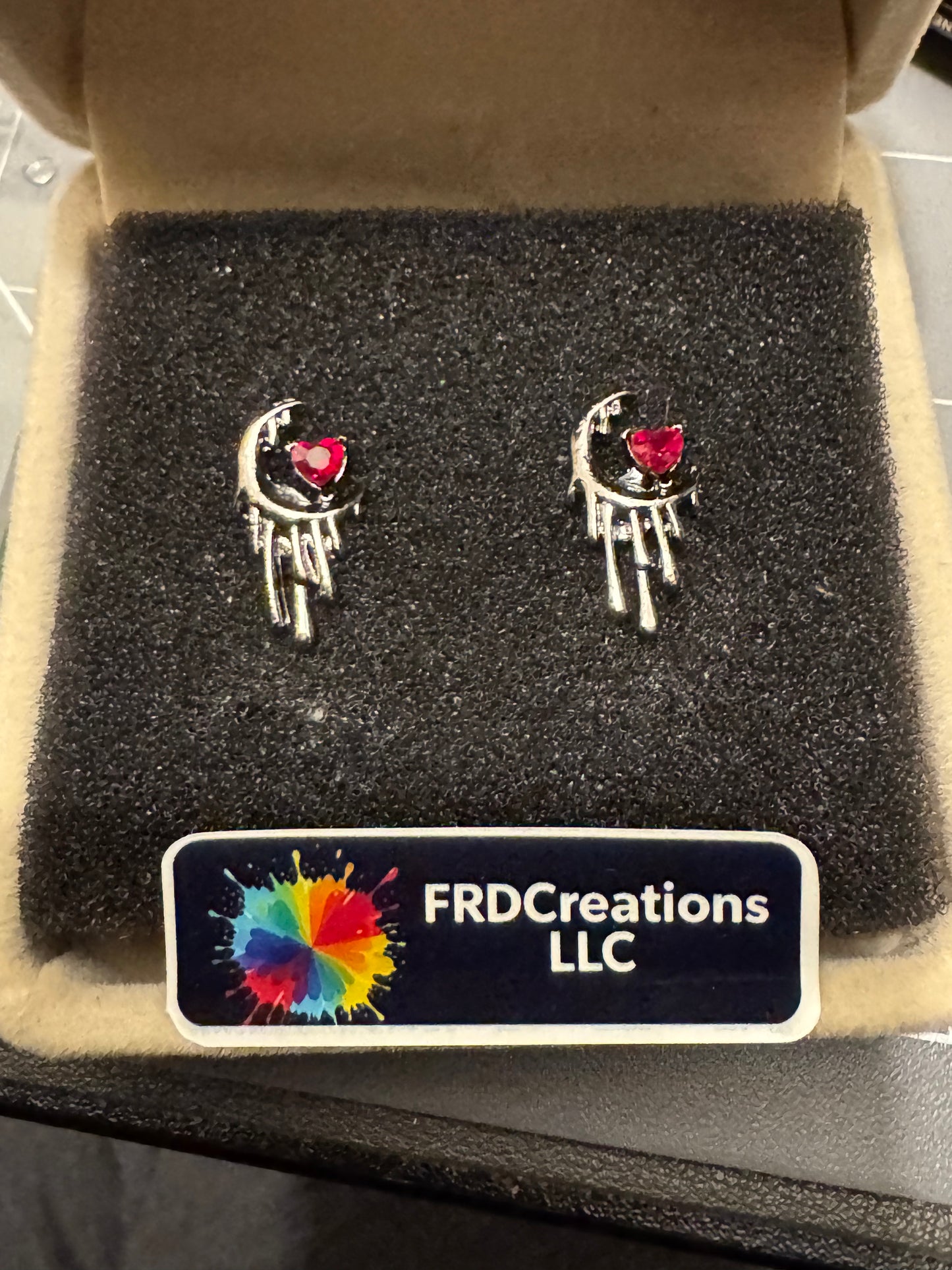 Handmade Moon and Heart Stuf Earrings