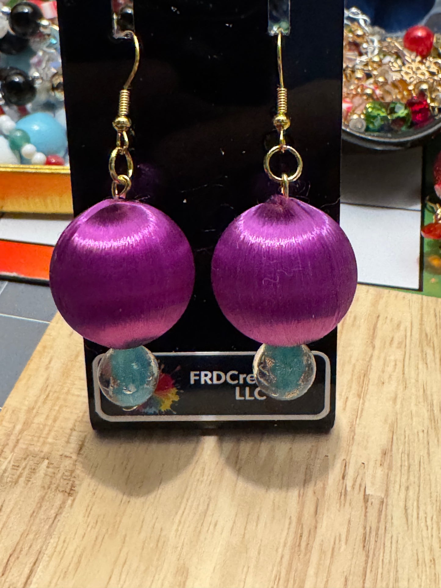 Purple silk ornament earrings 