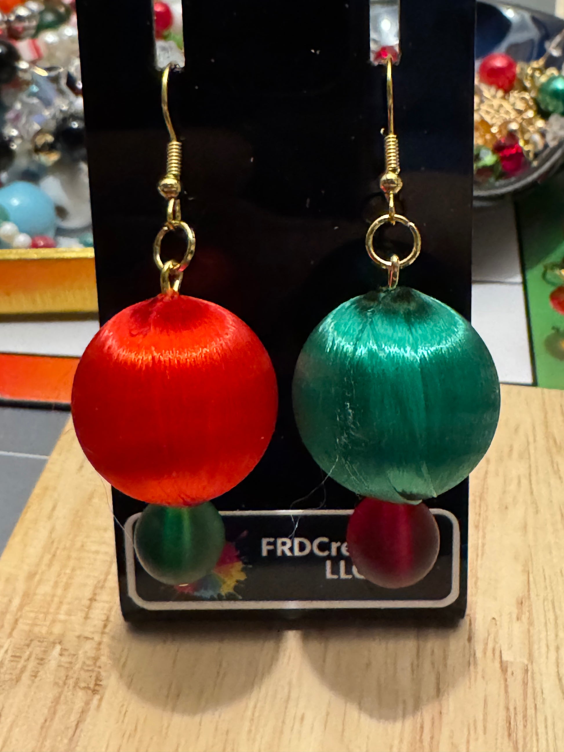 Red and green silk ornament arringd 