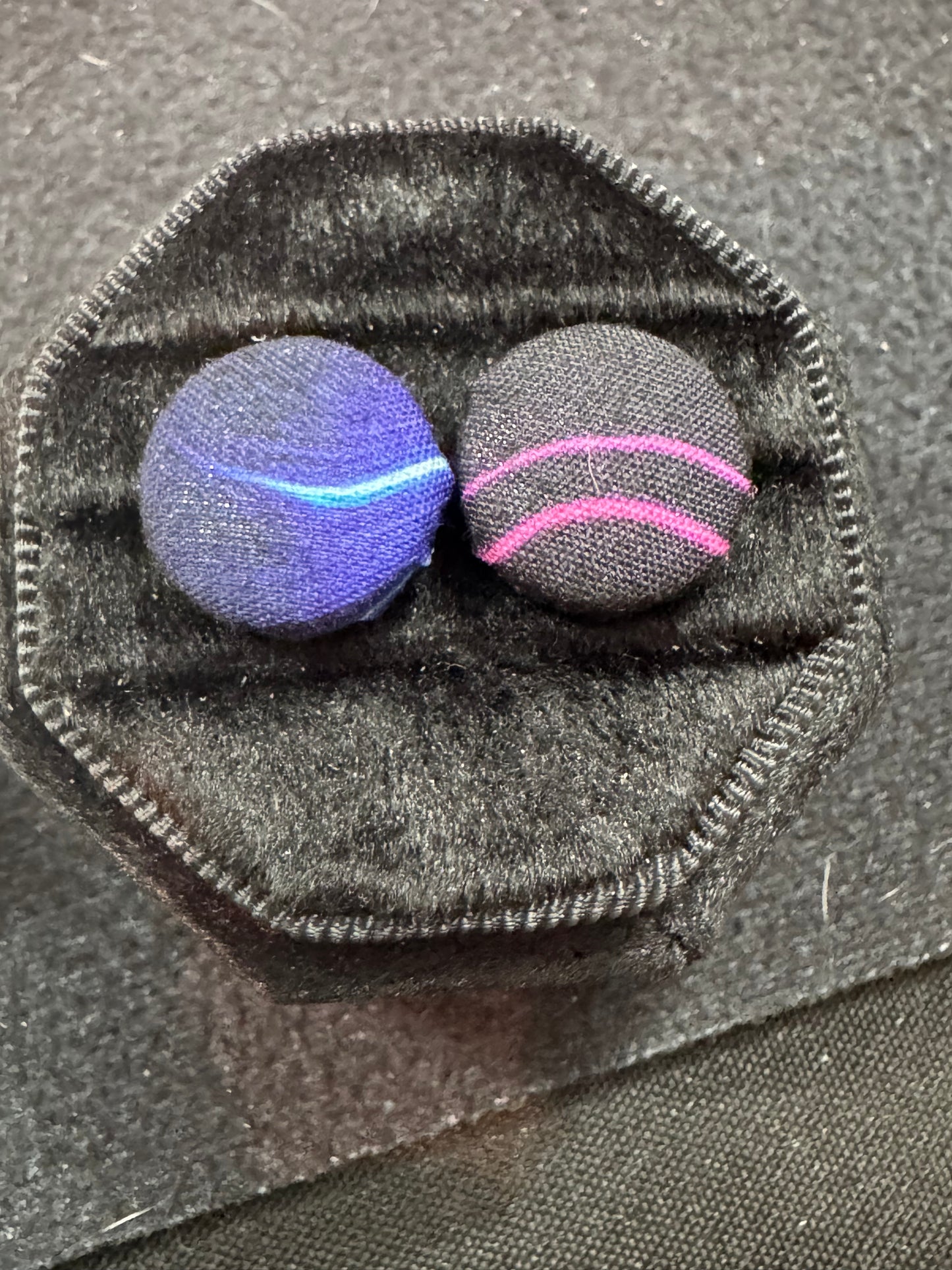 Handmade Midnight Pop Fabric Button Earrings