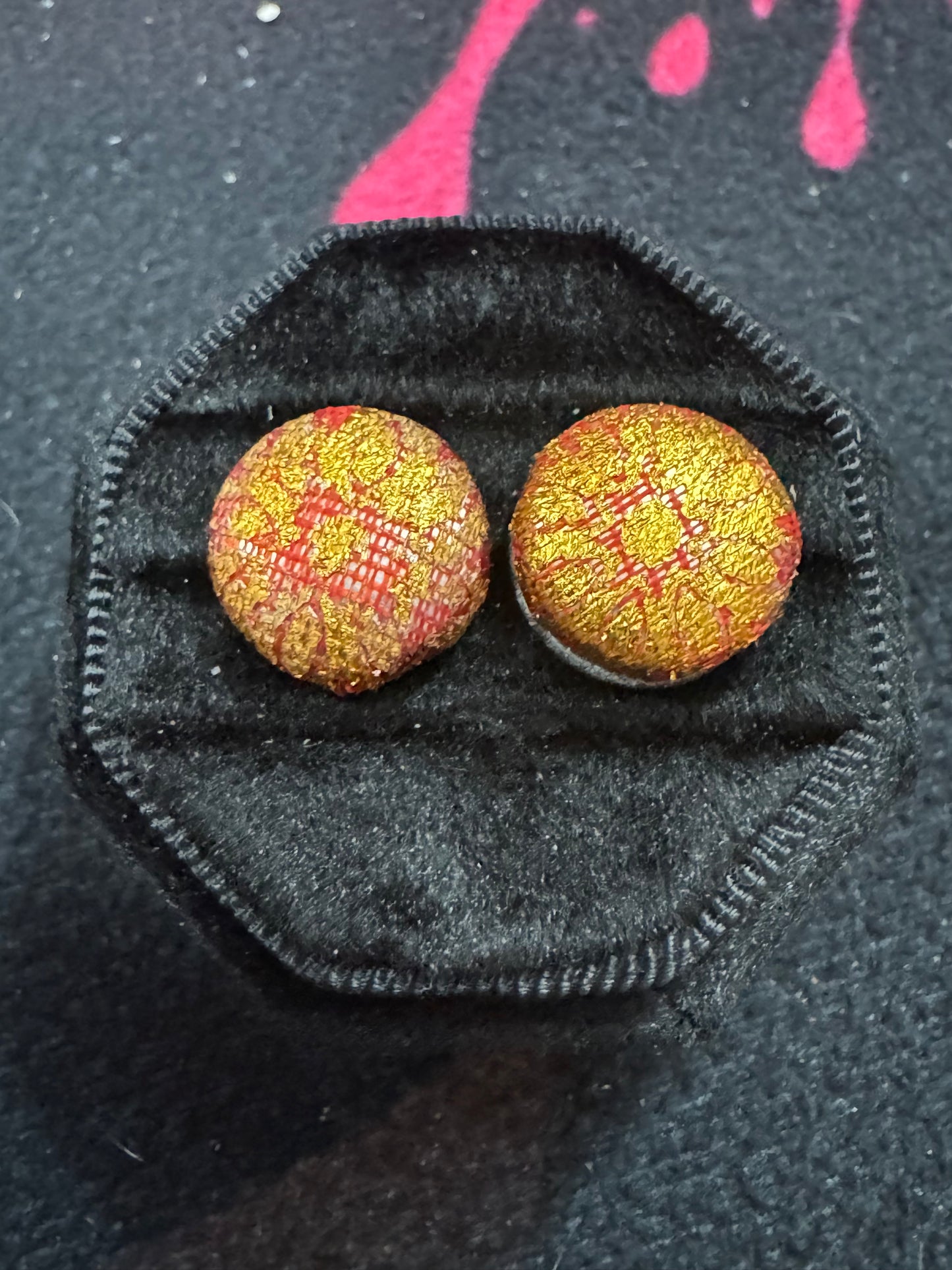 Handmade Golden Hour Fabric Button Earrings