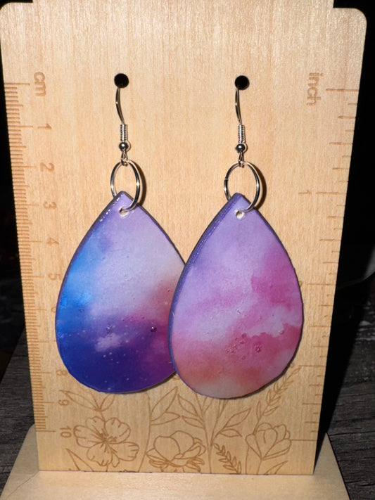 Handmade Cosmic Sunset Paper & Wood Earrings