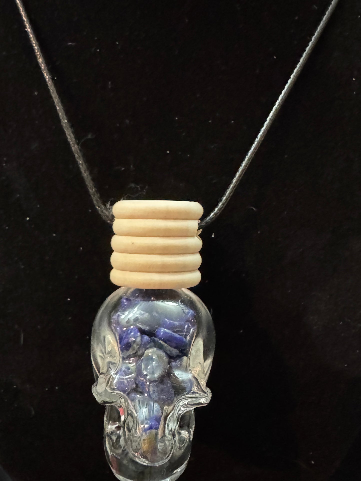 Handmade Crystal Chip Skull Bottle Necklace
