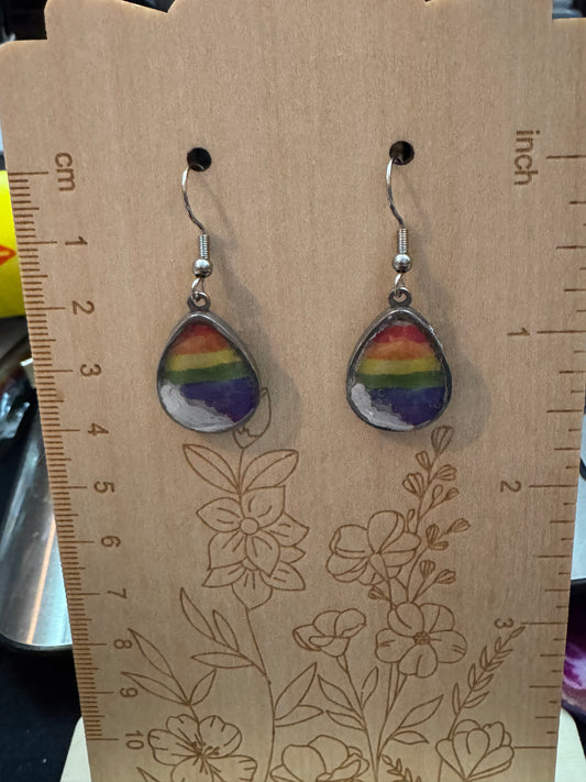 Handmade Rainbow Resin Earrings