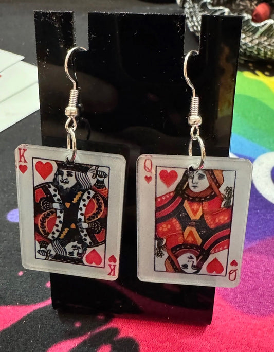 King and Queen Playing Card Earrings 
