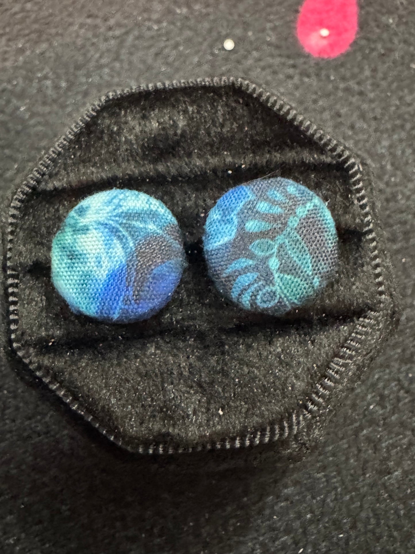 Handmade Ocean Tide Fabric Button Earrings