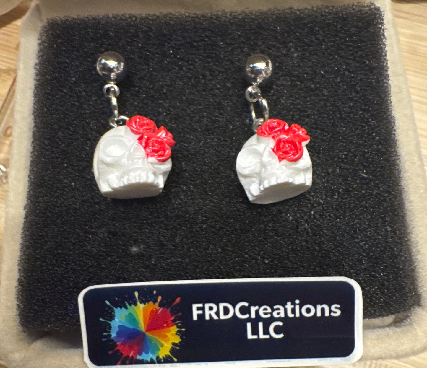 Skull with Rose Earrings