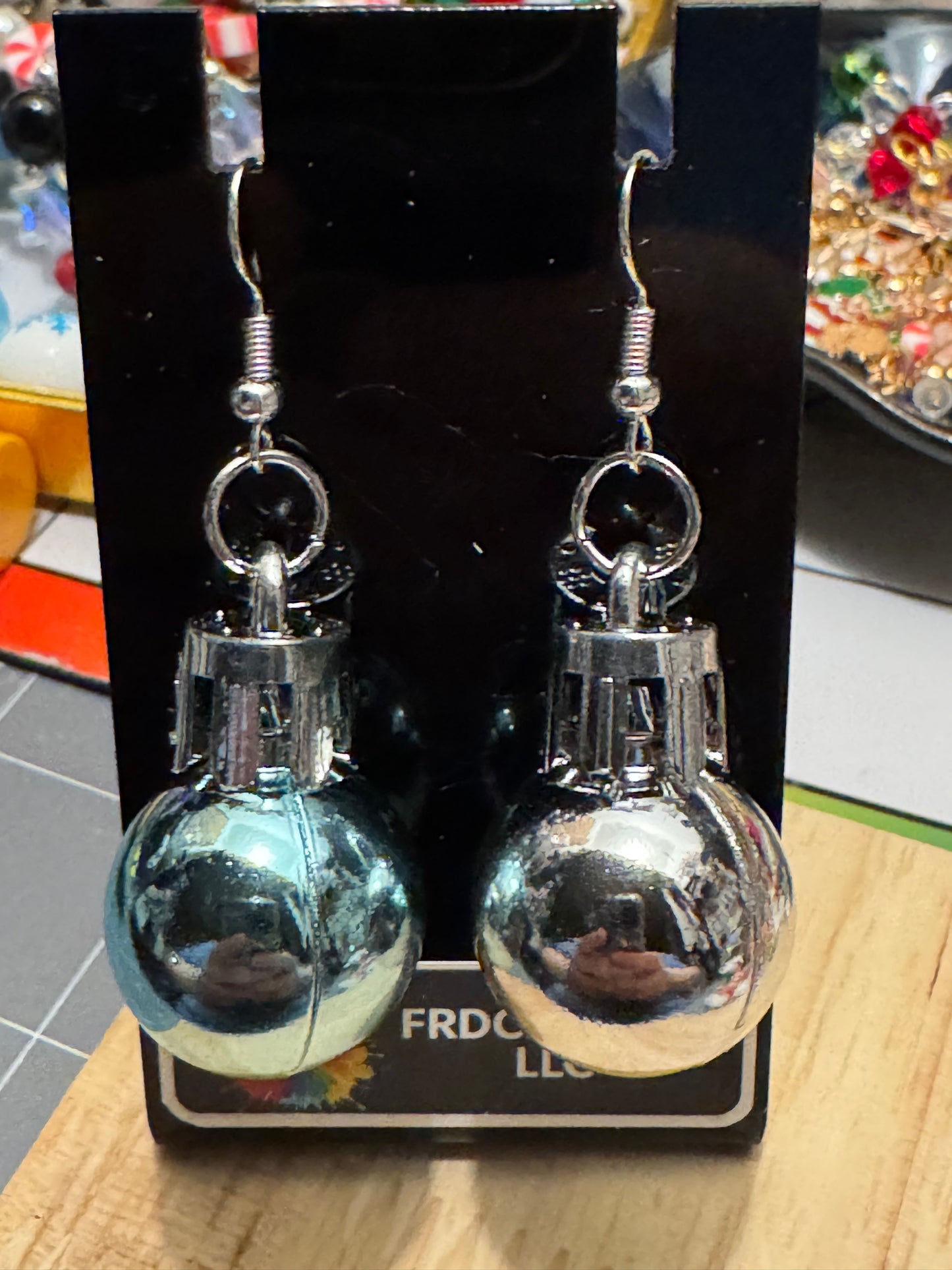 Blue and silver ornament earrings 