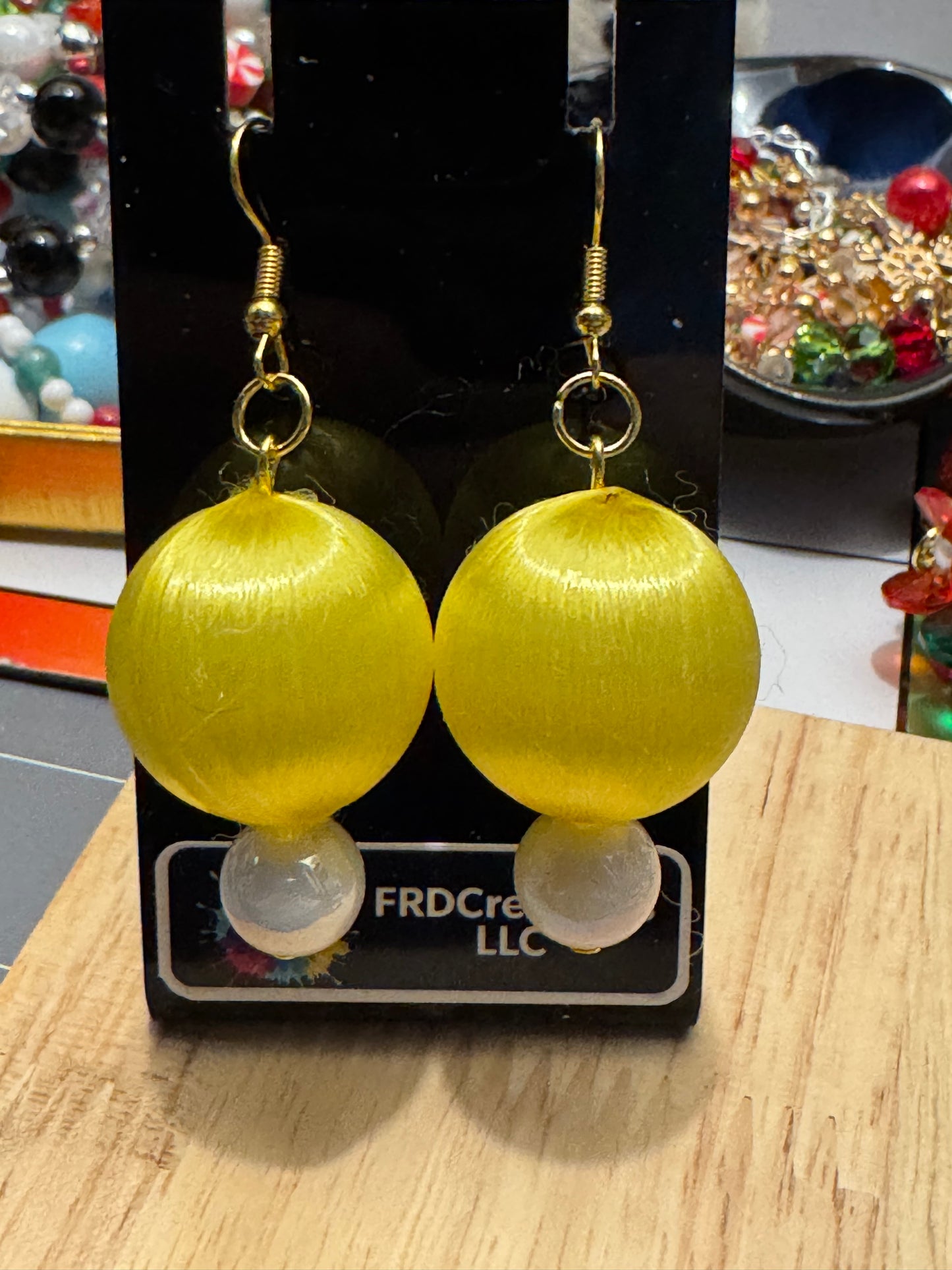 Yellow silk ornament earrings 