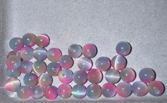Destash- 6mm Blue and Pink Cats Eye (10 Beads)