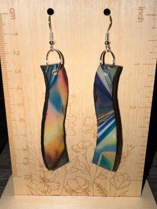Handmade Rainbow Resin Paper Earrings