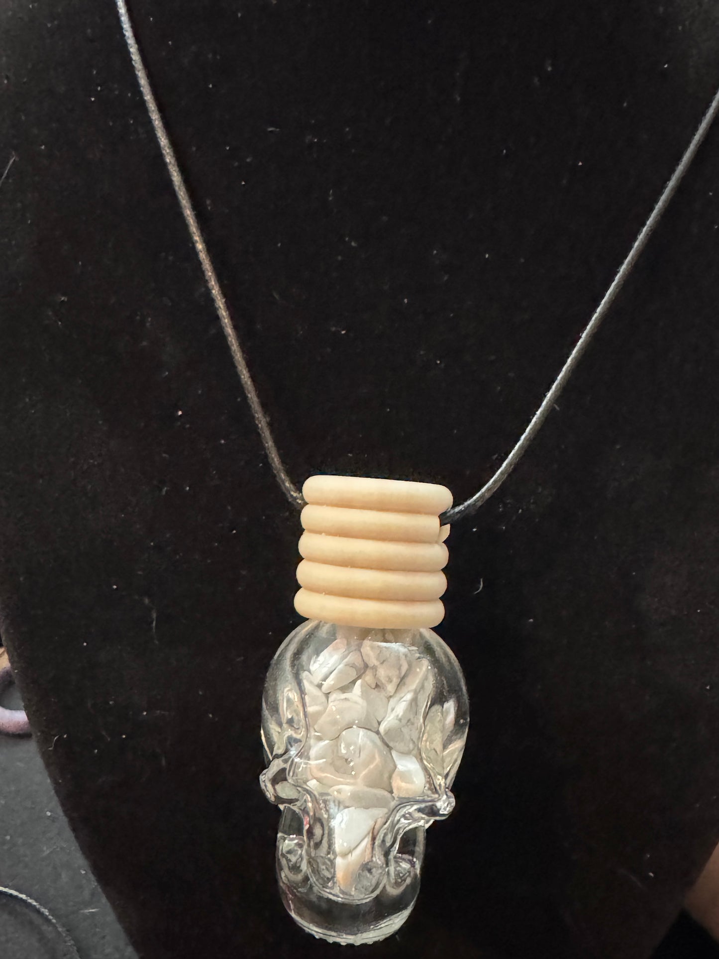 Handmade Crystal Chip Skull Bottle Necklace