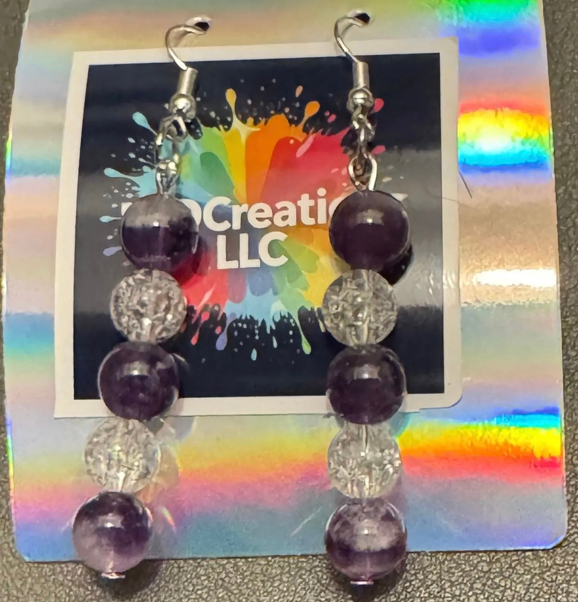 Amethyst and Crackle Earrings 