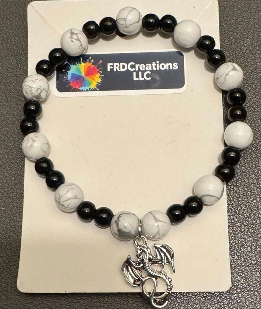 Howlite dragon bracelet 