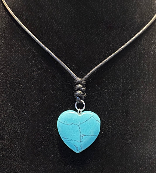 Handmade Blue Howlite Heart Necklace