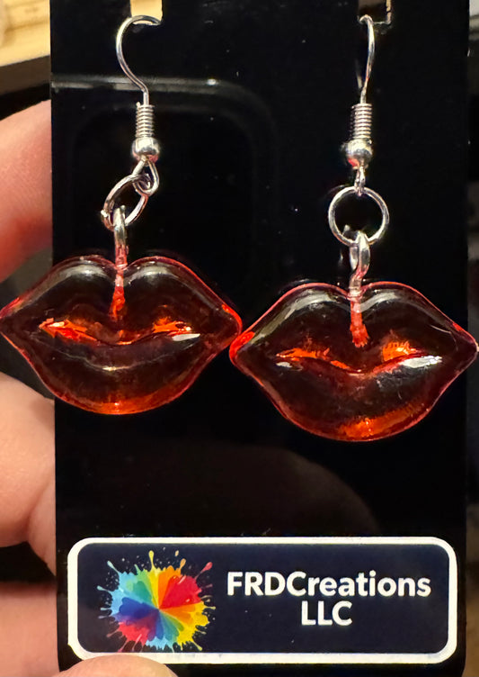 Handmade Acrylic Lip Earrings.