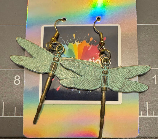 Handmade Brass Dragonfly Earrings