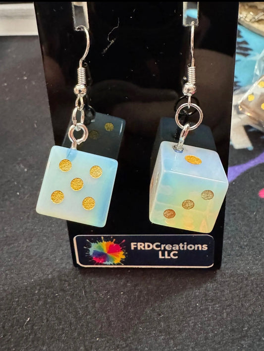 Opalite Dice Dangle Earrings