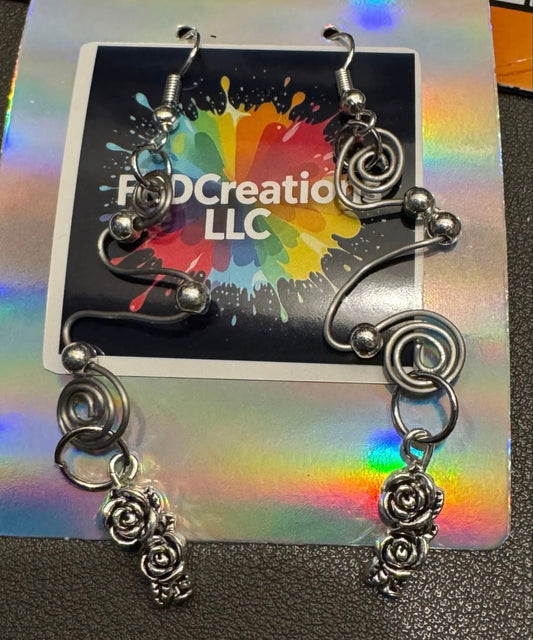 Handmade Wire Wrapped Rose Earrings