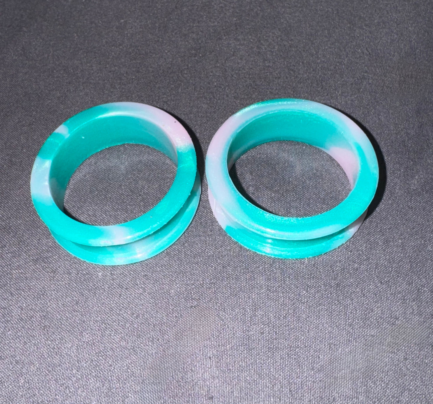 Curated Green & White Silicone Ear Gauges – One Pair