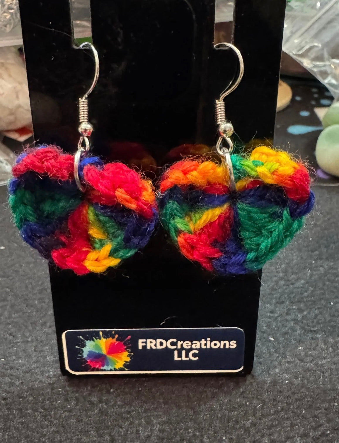 Colorful heart-shaped earrings
