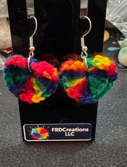 Colorful heart-shaped earrings