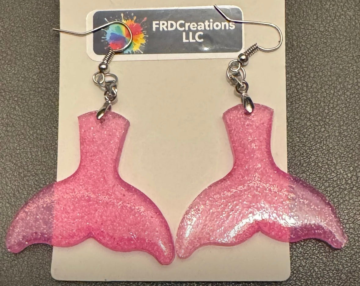 Pink mermaid tail earrings 