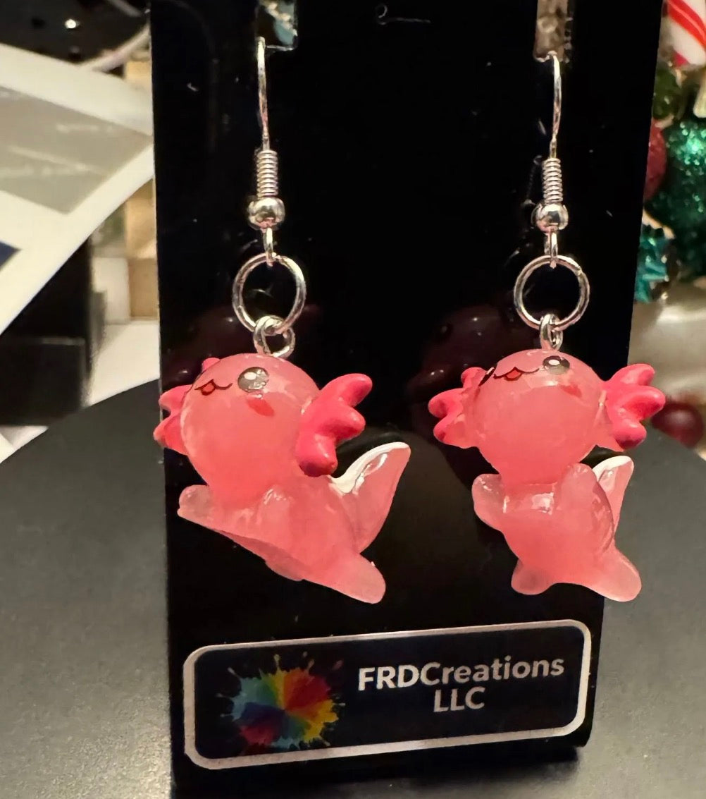 Handcrafted Axolotl Earrings