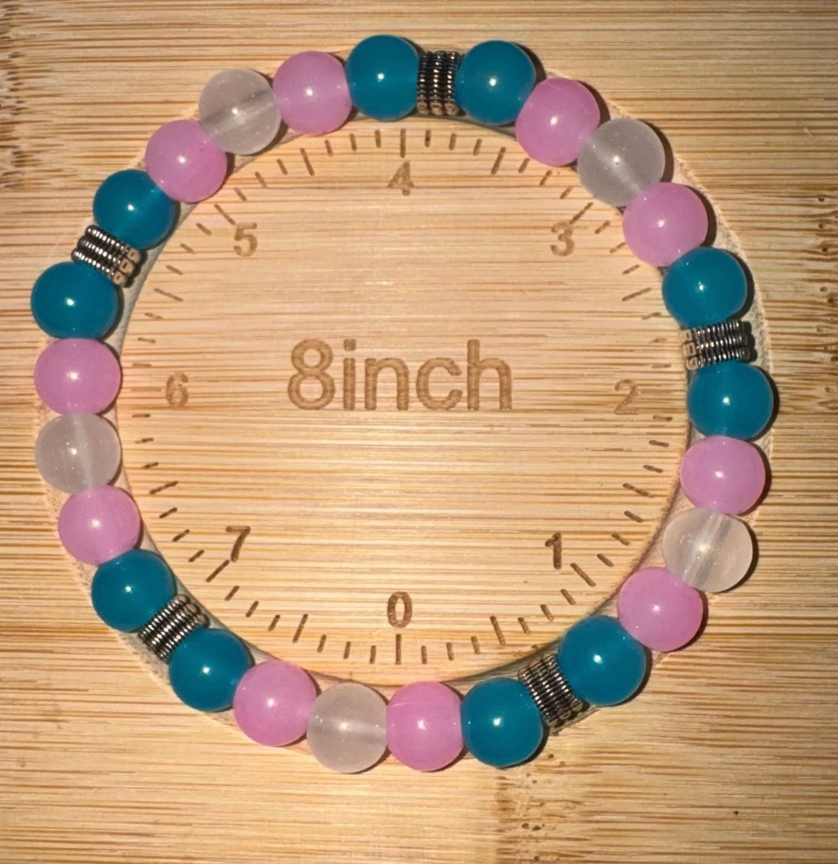 Handmade Trans Flag Glass Bead Elastic Bracelet