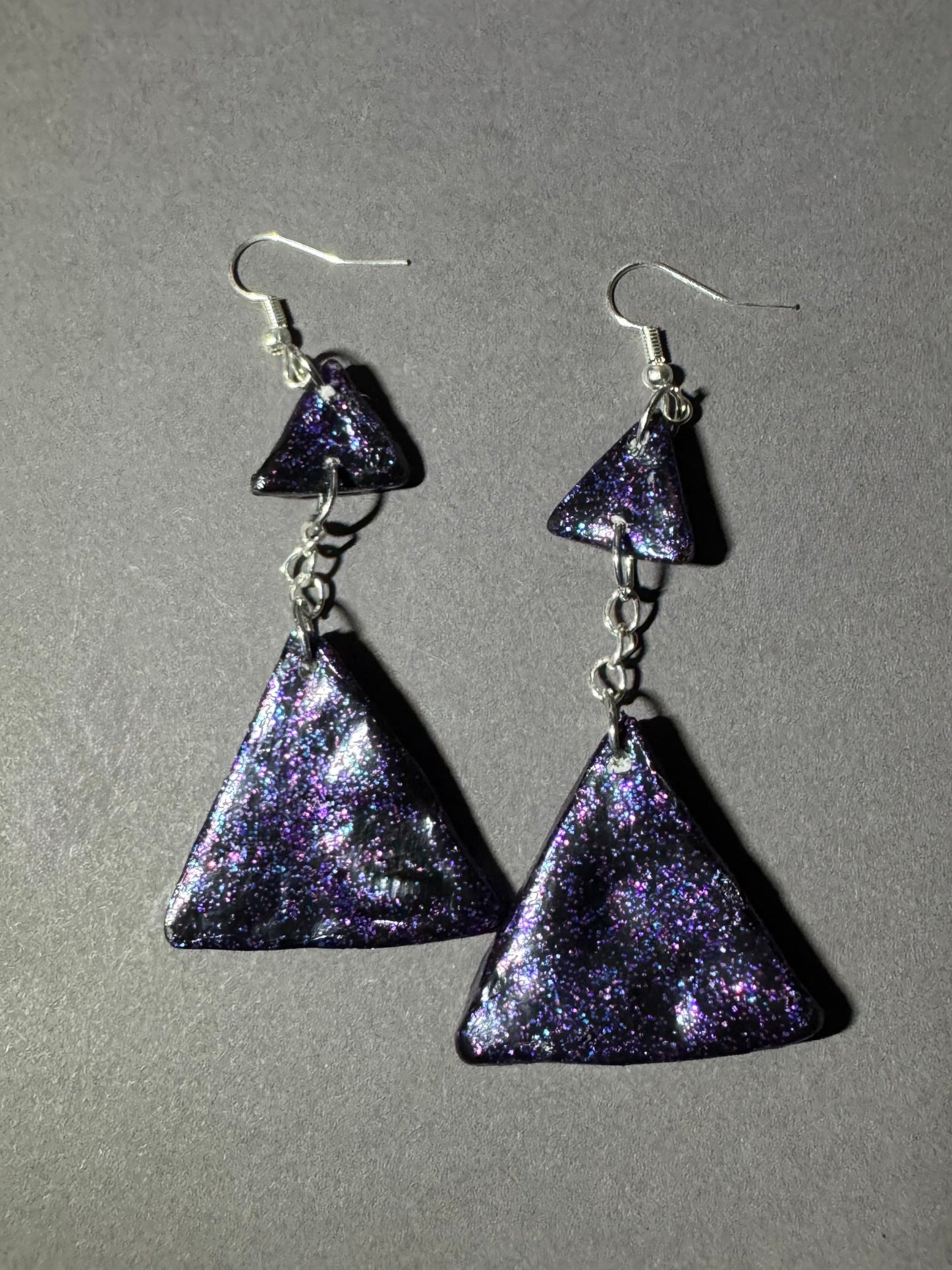 Handmade Purple Porcelain Clay Geometric Earrings