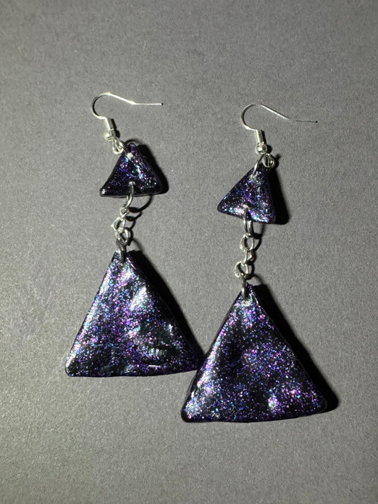 Handmade Purple Porcelain Clay Geometric Earrings
