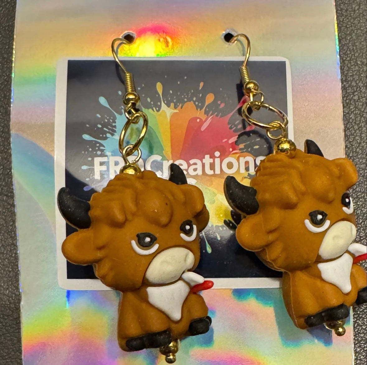 Smoking cow earrings 