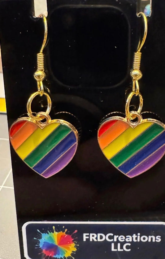 Rainbow Heart dangle earrings 