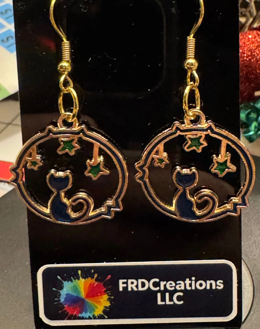 Handmade Celestial Cat Earrings