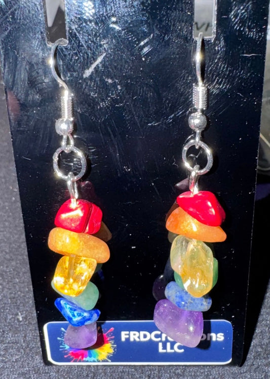 Rainbow stone dangle earrings 