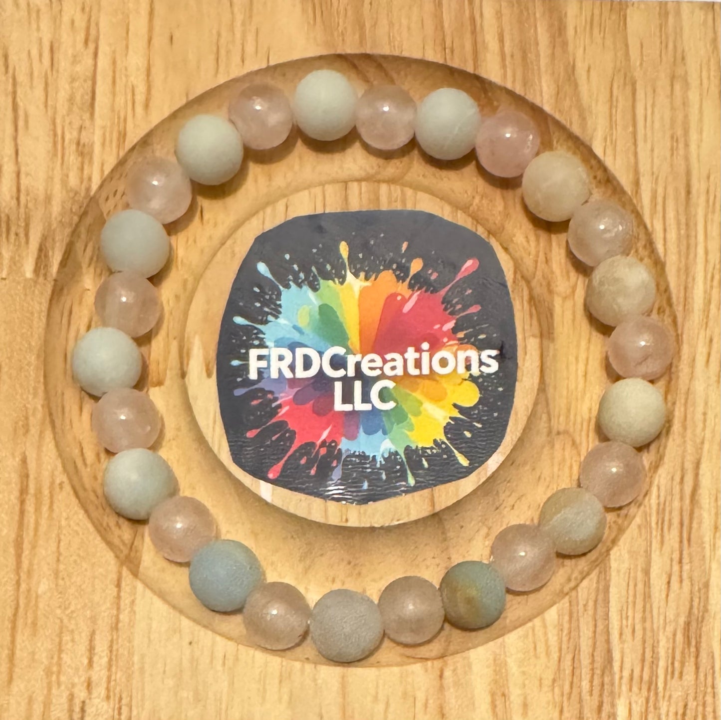 Handmade Amazonite and Rose Quartz Elastic Bracelet