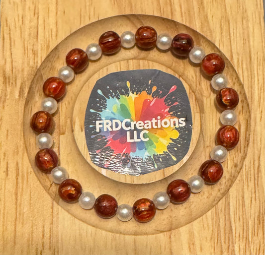 Handmade Imitation Tigers Red Eye  and Acrylic Pearls Elastic Bracelet