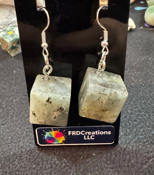 Labradorite stone Dice  earrings