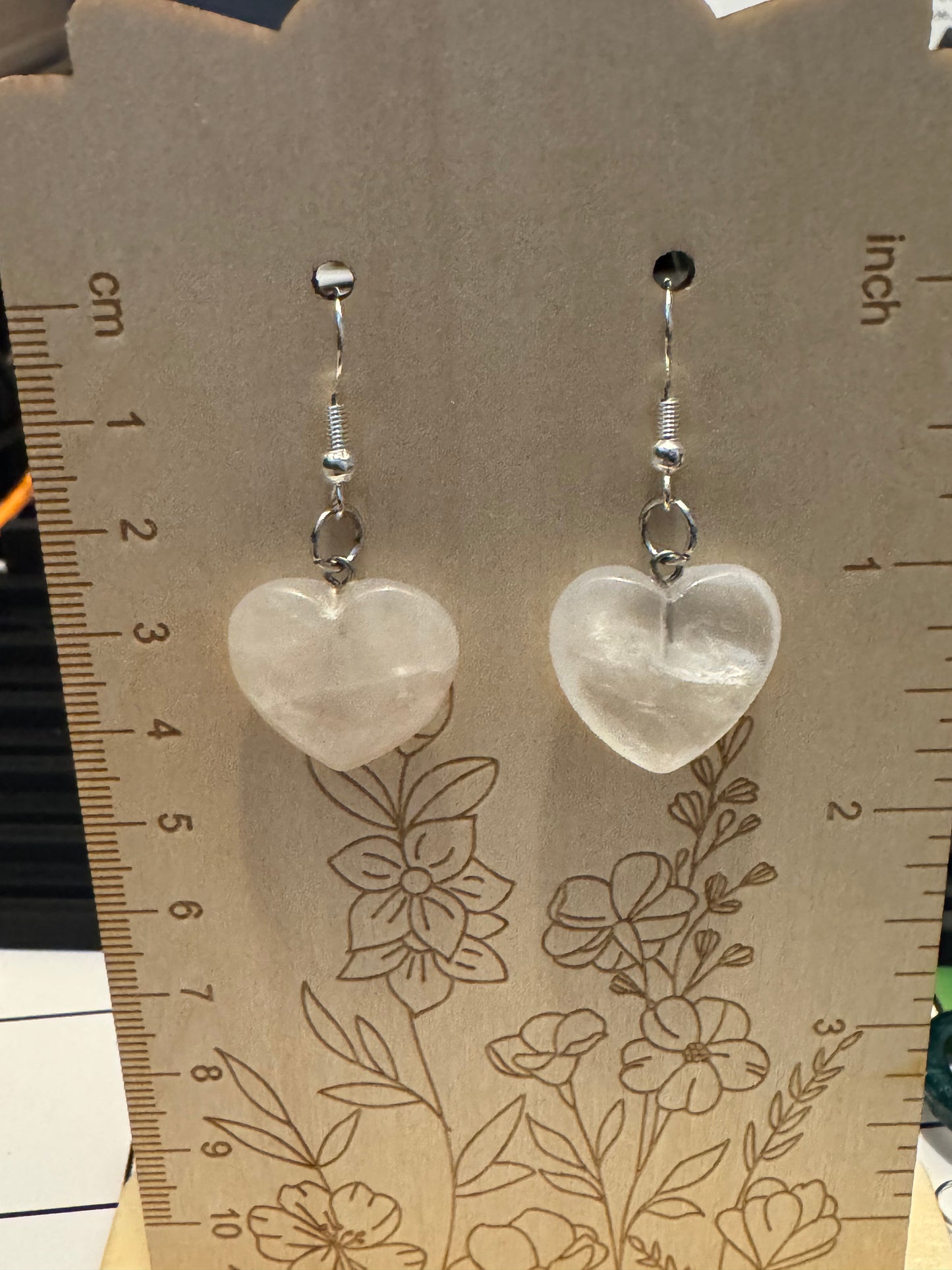 Handmade Quartz Heart Earrings